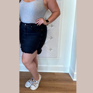 Black Denim Good American Skirt